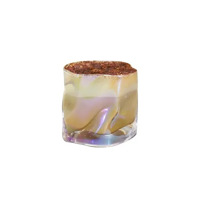 Best Seller 300ml Gold-Rim Coffee and Juice Glass Cup Square Whiskey Glass with Elegant Plating for Cocktails