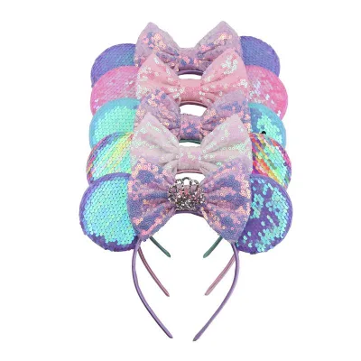 Girls Bow Festival Cosplay Hair Accessories Headwear Sequined Mickey Baby Headband