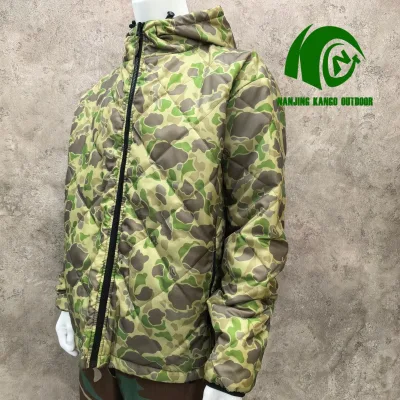 Outdoor Reversible Woobie Hoodie Nylon Shell with DWR and Soft Fleece Reverse Side Adjustable Hood Resin Zipper Factory Price