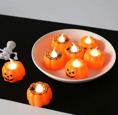 Mini Smile Pumpkin Led Candles Light Halloween Decoration Battery Operated Mini Warm White Led Lighting Night Tea Light
