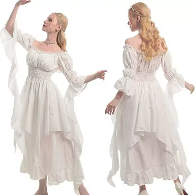 Renaissance Dress Women Medieval Costume Victorian Dresses Peasant Gothic Fairy Witch Wedding Under Dress