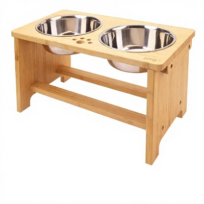 HTB Elevated Dog Bowls Stand with 2 Bowls Anti-Vomiting Durable Removable Sustainable for Large/Medium/Small Dogs