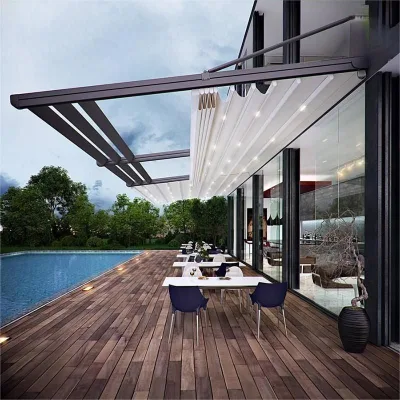 Motorised Folding Patio Awning Retractable Roof With Pergola Shade