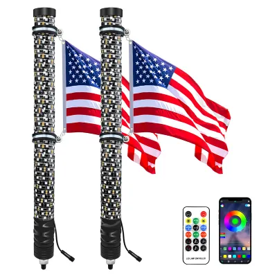 Terrain Vehicle/UTV 3-foot LED Whip Light with RGB chase Remote Control Antenna Whip Car Remote Control LED Antenna Light