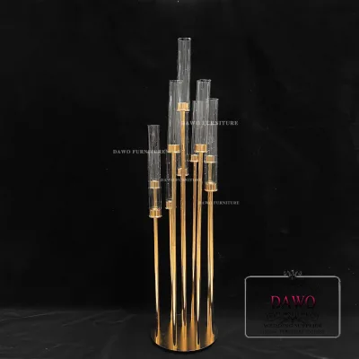 Handmade Gold Candlestick Decorations Metal Wedding Centerpiece Candelabra for Home Use-Wholesale