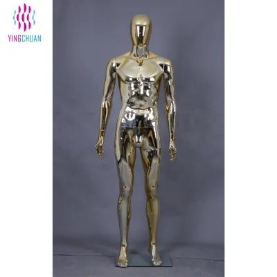 Chrome Men Display Doll Fiberglass Male Mannequin with Egg Head