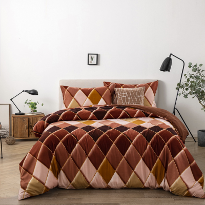 Diamond Print Bed Cover Pillowcase 3 Pieces Set Bedding