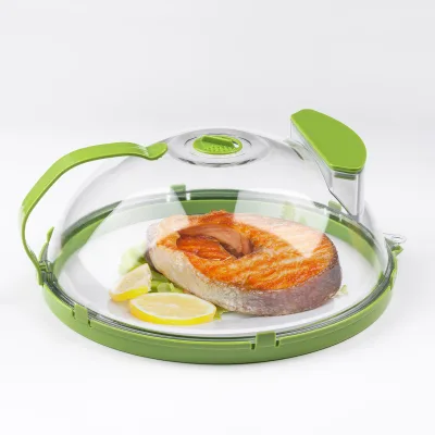 Cookware Bakeware Lids Kitchen Dining Clear Splatter Cover Tapa Para Dentro Microwave Food Cover With Water Steamer and Handle