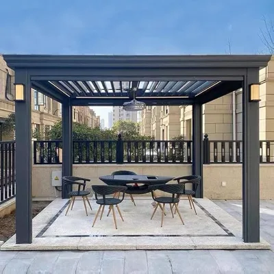 Factory Customized Outdoor Aluminum Pavilion with Shutters on Top Windproof Waterproof