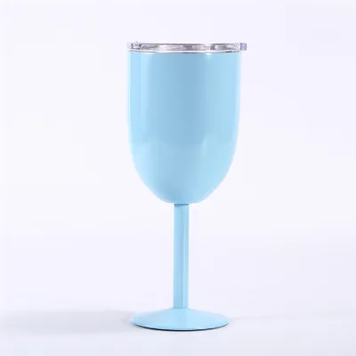 10OZ Stemmed Stainless Steel Wine Glasses with Lid Unbreakable Goblets Wine Glasses