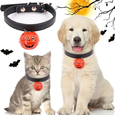 Adjustable Small Size Cat Dog Pet Collar Pumpkin Clock Halloween Decorations Strong Bite Resistant Features