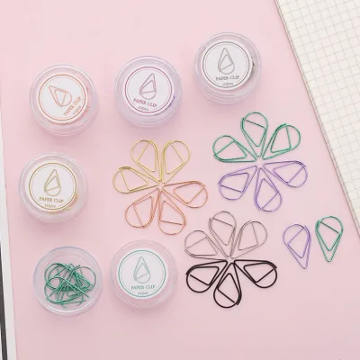 Stainless Steel Water Drop-Shaped Paperclips Bookmarks Paper Clips for Book Memo Paper Poster