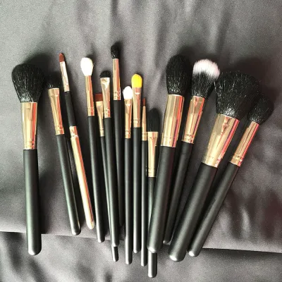 15pcs Black Rose Gold Natural Hair Pinces De Maquiagem Kit Maquiagem Profissional Completa Private Label Makeup Brushes Set