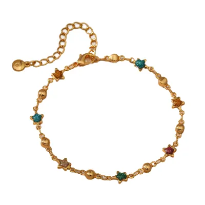 Wholesale JY 18K Gold Plated Anklet Trendy Colorful Zircon Classic Fashion Design Christmas Gift Women Holiday New Arrival