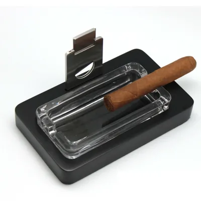 Crystal Glass Ashtray Cigar Ashtray with Cutter Wholesale Ashtray