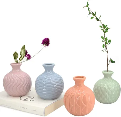Ceramic Diffuser Bottle & Miniature Bud Vases Cute Decorative Reed Bottles Non-Toxic Business Gift for Home/Office Decor