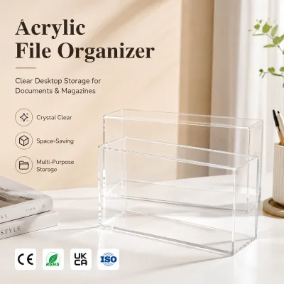 Acrylic Booster Box Display Case UV-Protected Magnetic Lid Stackable Design for Retail Storage Card Collectibles-14.4x3.4x6.9