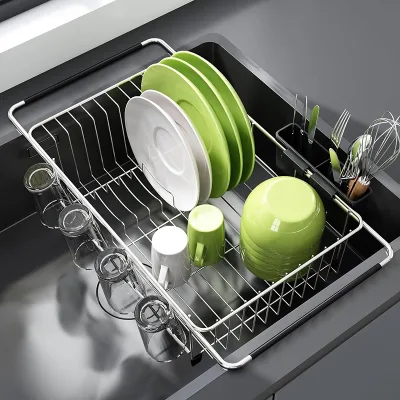 Expandable Stainless Steel Dish Drainers Dish Drying Rack for Kitchen Counter, Dish Dryer Rack for Over Sink