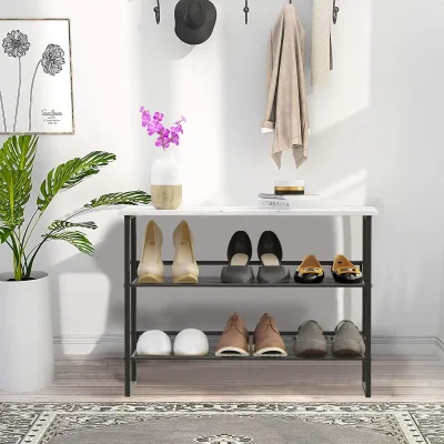 3 Tiers White Iron Shoe Stand Rack for Home Display