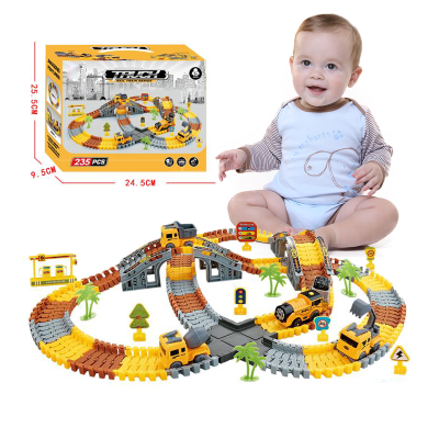 Puzzle Construction Railway Train Set Battery Operated Engineering Slot Toy for Children Boy Toy Rail Car Toy Set