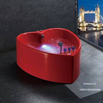Nice Deisgin and Hot Sale Romantic whirlpool Spa Led on the Bottom Releax Bubble Bath Hotel Room Spa Bathtub