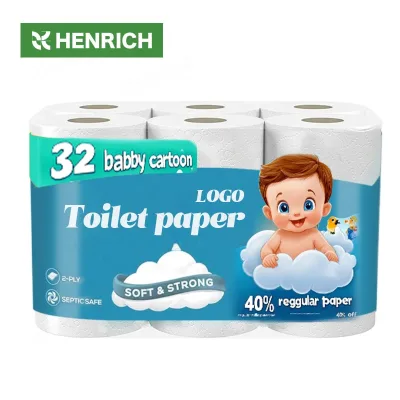 Recycled Virgin Organic Bamboo Wood Pulp Chemical Free Water Soluble Folded Stockings Making Toilet Paper With Prints