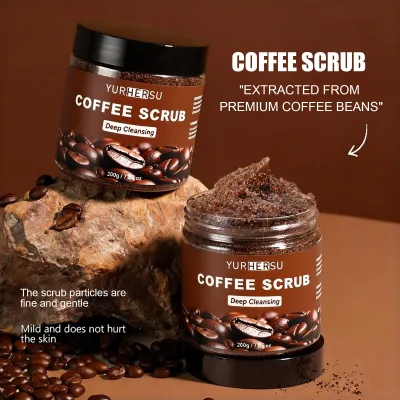 PrivateLabel Coffee Body Scrub Exfoliator Natural Arabica Grounds Skin Polish Coconut Oil Brown Sugar Cleansing Energizing Scrub