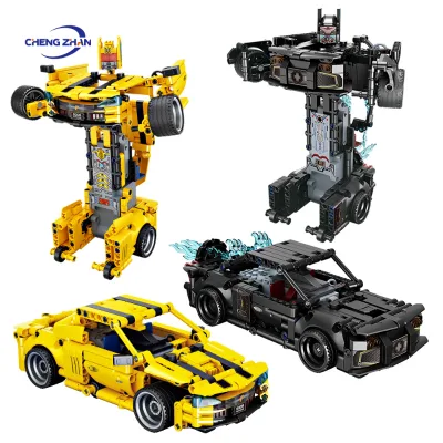 Building Blocks Remote Control Pull Back Power Transformer2in1 Robot Racing Assembly Toy Factory Wholesale