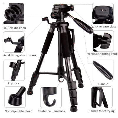 74 Inch Factory Multi Function 17.7 Inch Package 3 Way Head Camera Camcorder Professional Light Tripod