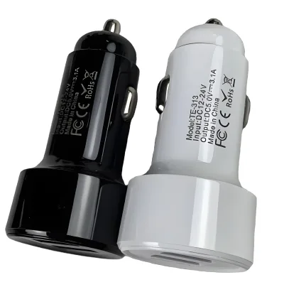 Turbo Charge Mini 5V 3.1A Dual USB Car Charger 2-Port Fast Charging Adapter for ///Android Camera Earphone
