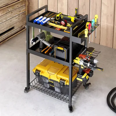 3-Tier Rolling Power Tool Storage Cart Mobile Wheels Tool Storage Rack for Screwdrivers & Tools Garage Organizer