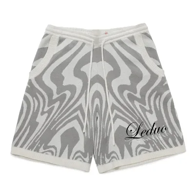 100% Cotton Fully Fashioned Knit Pattern Rib Finishing Knit Jacquard Men Shorts