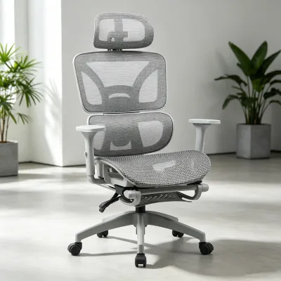 Full Breathable Mesh High Back Ergonomic Chair Separated Lumbar Support Adjustable Headrest Heavy Duty Silent Caster Work Chair