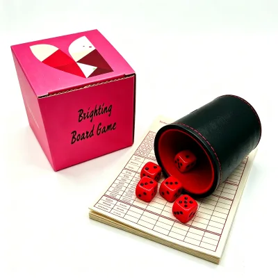 Leather Dice Cup Game Set Black Red Interior Dice Shaker With Red Dices Score Sheets Family Bar Party Board Game Kit