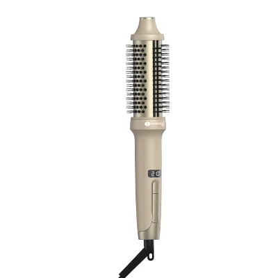 1.5 Inch Double PTC Heater Blowout Achieve Soft Waves Electroplate Barrel Plasma Thermal Brush for Sleek Hair Curling