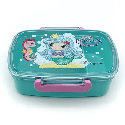 Eco-friendly Easy Open Plastic Cartoon School Bento Lunch Box For Kids