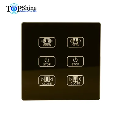 Topshine New Arrival UK Standard RF433.92 Remote Control 6 Button Electrical Double Curtain Touch Switches