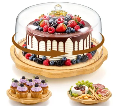 Customized Round Bamboo Cake Stand with Foot for Wedding and Special Occasions