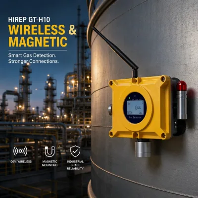 HIREP LoRa Wireless Combustible Gas Detector Magnetic Fixed Methane Monitor LEL Alarm ATEX IP66 No Wiring for Oil and Gas