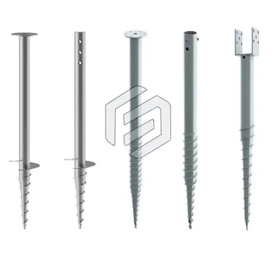Adjustable Carbon Steel Ground Pile Solar Panel Garden Open Field Mount Solar Bracket Pole Anchor Earth Solar Mounting System
