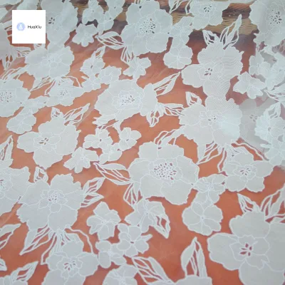 New Design Organza Print Fabric Organza Yarn Large Floral Lace Burnt Flower Jacquard Printed Fabric for Summer Shirts