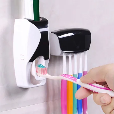 Multifunctional Wall-Mounted Automatic Toothpaste Squeezer Toothbrush Holder Non-Perforated Rack Wholesale Plastic