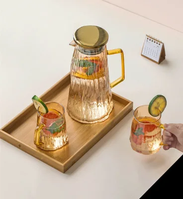 Wholesale High Borosilicate Glass Pitcher Heat-Resistant Carafe 1300ML Capacity Hand-made BPA Free for Tea Fruit Beverages-Home