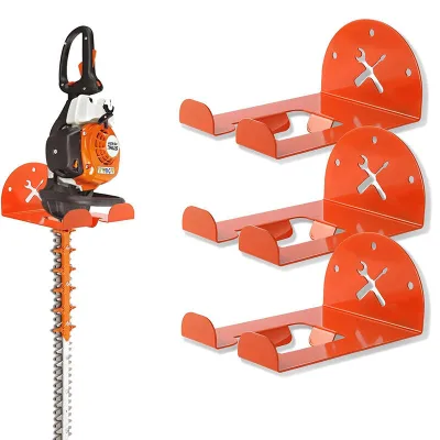 Space-Saving Hedge Trimmer Wall Mount Rack Decorative Wrench Design Steel Holder Heavy Duty Tool Hanger for Garage Garden