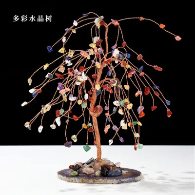 HZ Natural Gemstone Crystals Healing Stones Energy rainbow Stone Money Trees Crystal Tree of Life for Christmas Decor