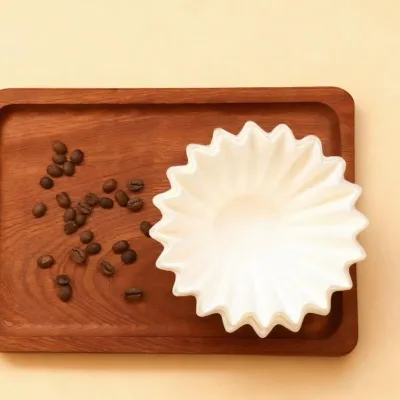 Eco-Friendly Portable Coffee Brewer Basket Bowl-Shaped Wavy Cone Paper Filter