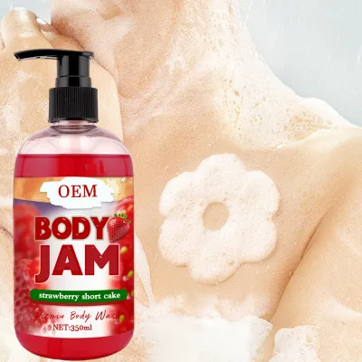 Custom Oem Body Wash Natural Herbal Body Wash Organic Strawberry Jam Refreshing Deep Clean Moisturizing Smooth Woman Body Wash