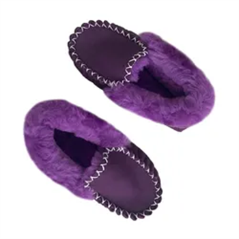 Fashionable Hand Sewn Hot Selling Cowhide Split- Leather Shearling Fur Shoe Indoor/Outdoor Shoe Slipper for Women