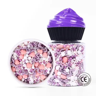 EU Standards Purple Bakery Decoration Ingredients Sprinkles Comestibles Heart Candy Sprinkles Cake Decoration for Valentines Day