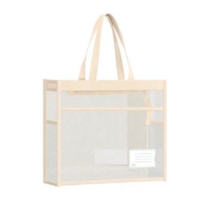 Multiple Colors Transparent Handbag MESH Student Hand-held Book Bag Large-capacity Tutorial Bag File Bag 48pcs Per Carton Set